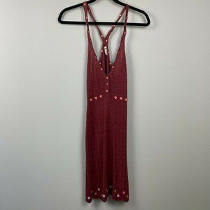 Free People Intimately Red Crochet Mini Dress Size Size Small Racerback Flowers